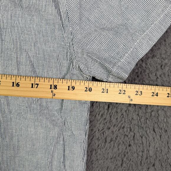 Flint and Tinder Shirt Mens M Blue White Striped Organic Cotton Hemp Blend Work - Picture 8 of 10